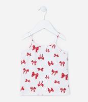 Regata Infantil em Cotton com Estampa de Lacinhos - Tam 1 a 5 Anos - 1