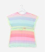 Saída de Praia Infantil em Tule com Estampa Listrada - Tam 3 a 16 Anos - 1