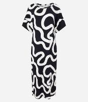 Vestido Midi em Viscose com Estampa Abstrata e Decote Redondo - 1