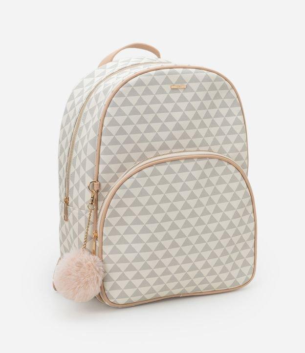 Mochila Grande com Pompom e Estampa Triângulo - 2