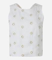 Blusa em Tricoline com Bordado e Detalhe de Transpasse nas Costas - 1