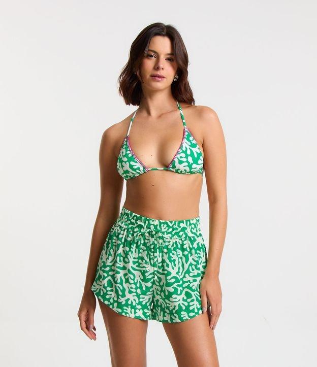 Biquíni Top Cortininha em Poliamida com Detalhe Pespontos e Estampa Algas - 1