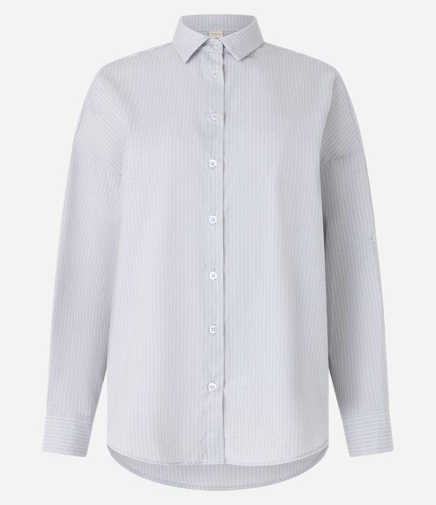 Camisa em Tricoline Listrado com Abotoamento - 1