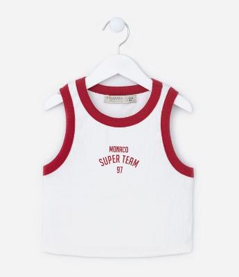 Regata Infantil Canelada com Lettering Monaco - Tam 7 a 14 Anos