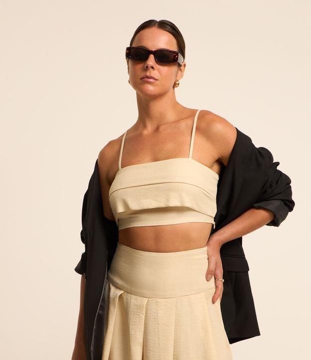 Top Alfaiatado de Alça com Toque de Linho e Sobreposição - 1