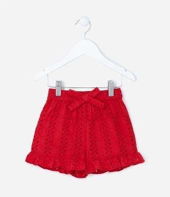 Short Infantil em Laise com Laço Aplicado - Tam 1 a 5 Anos