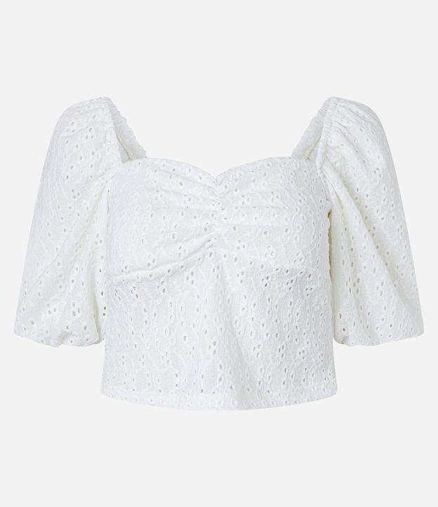 Blusa Cropped em Laise com Franzido no Busto - 1