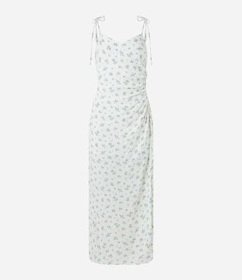 Vestido New Midi em Viscose Floral Liberty com Amarração nas Alças