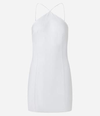 Vestido Curto em Bengaline com Decote Halter e Zíper