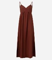 Vestido Evasê Longo em Crepe com Recorte no Busto - 1