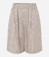 Bermuda em Tricoline Xadrez Vichy com Pregas e Cós Elástico - 1