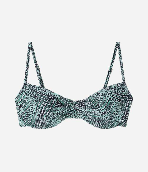 Biquíni Top Meia Taça em Poliamida com Amarração e Estampa Nascente - 1