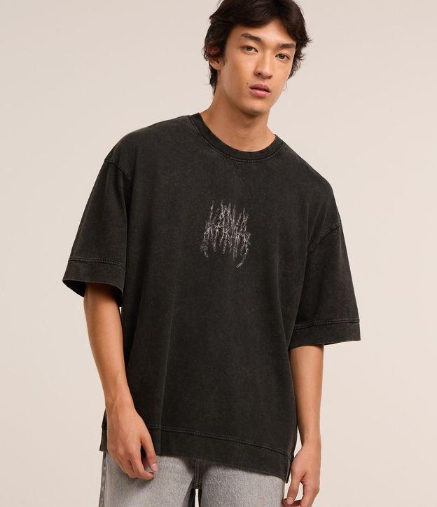 Camiseta Overboxy em Malhão Estonado com Estampa Lettering - 2