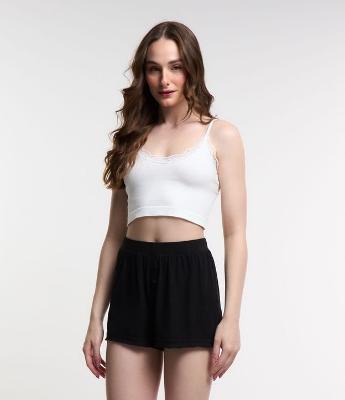 Short de Pijama em Ribana com Cós Elástico
