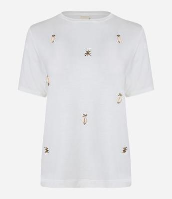 Blusa em Viscose com Miçangas e Búzios