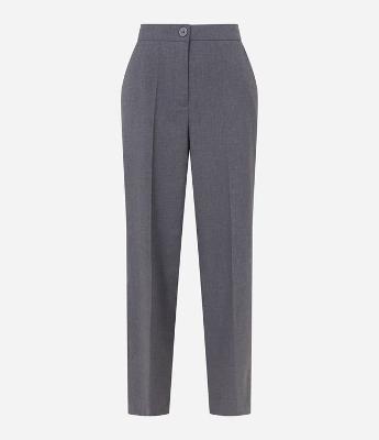 Calça Reta Alfaiatada com Bolsos e Frisos
