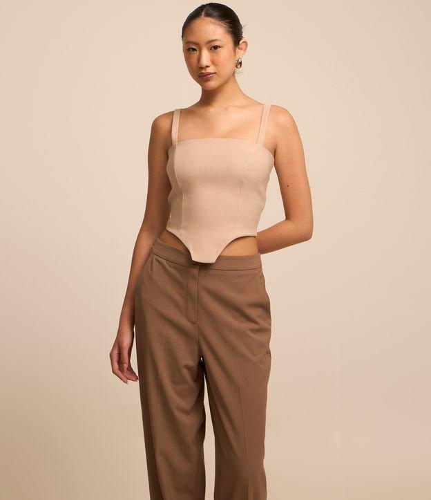 Calça Reta Alfaiatada com Bolsos e Frisos - 2