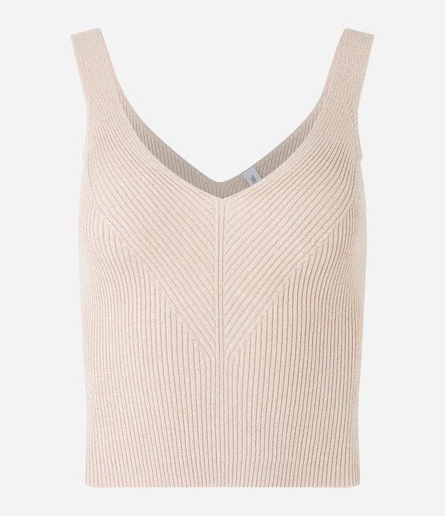 Blusa Sem Manga em Tricô Canelado com Fio Metalizado - 3