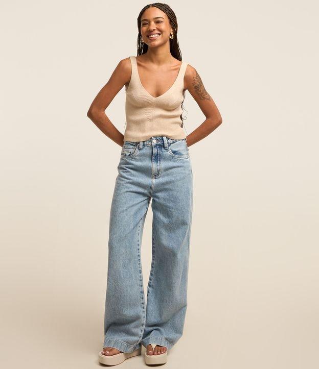 Blusa Sem Manga em Tricô Canelado com Fio Metalizado - 4