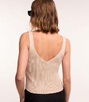 Blusa Sem Manga em Tricô Canelado com Fio Metalizado - 1