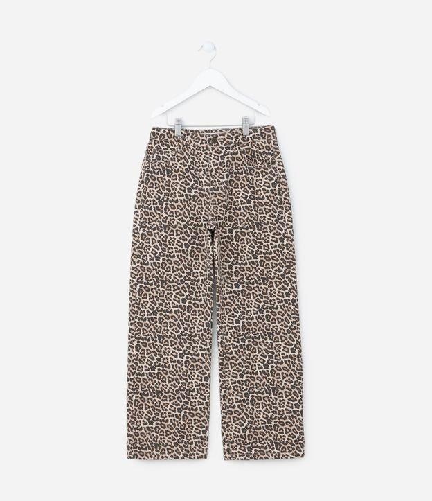 Calça Wide Leg Infantil com Estampa Oncinha - Tam 5 a 14 Anos - 1
