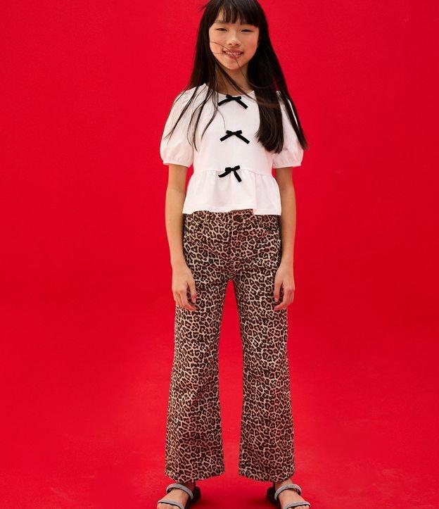 Calça Wide Leg Infantil com Estampa Oncinha - Tam 5 a 14 Anos - 2