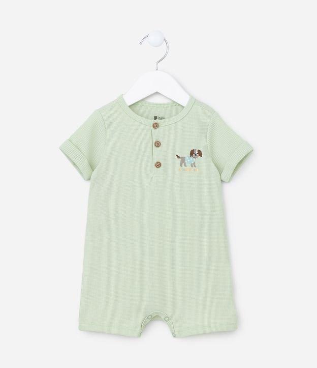 Macacão Infantil Texturizado com Estampa Cachorrinho - Tam 0 a 24 meses - 1