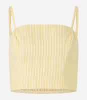 Blusa Cropped em Tricoline Listrada com Fio Tinto - 1