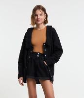 Camisa Oversized em Jeans com Babado na Gola - 1