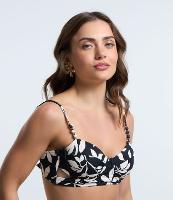 Biquíni Top Meia Taça em Poliamida com Estampa Folhagens - 1