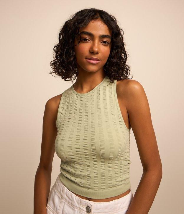 Blusa Cropped Seamless com Textura de Ponto Aberto - 2