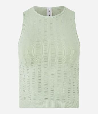 Blusa Cropped Seamless com Textura de Ponto Aberto