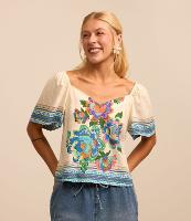 Blusa em Viscose e Linho com Estampa Floral - 2