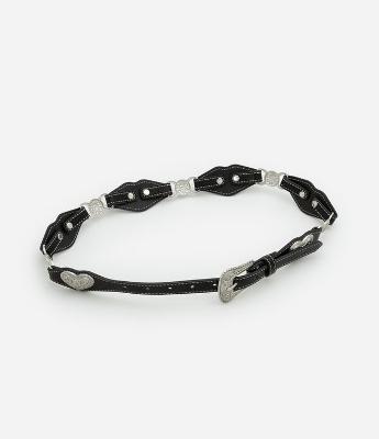 Cinto Estreito em PU com Elos e Detalhe em Coração