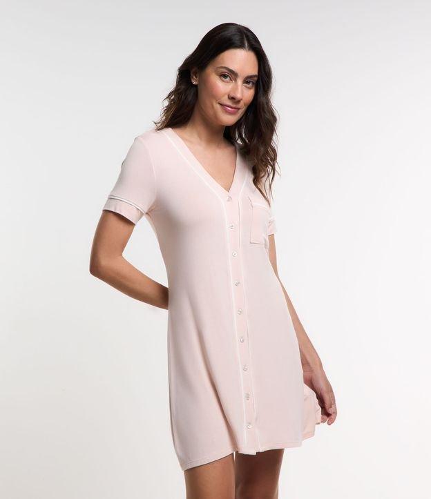 Camisola Americana em Viscose com Abotoamento e Viés Contrastante - 1