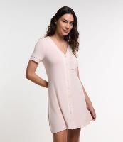 Camisola Americana em Viscose com Abotoamento e Viés Contrastante - 1