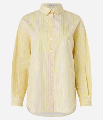 Camisa em Tricoline Listrado com Fio Tinto