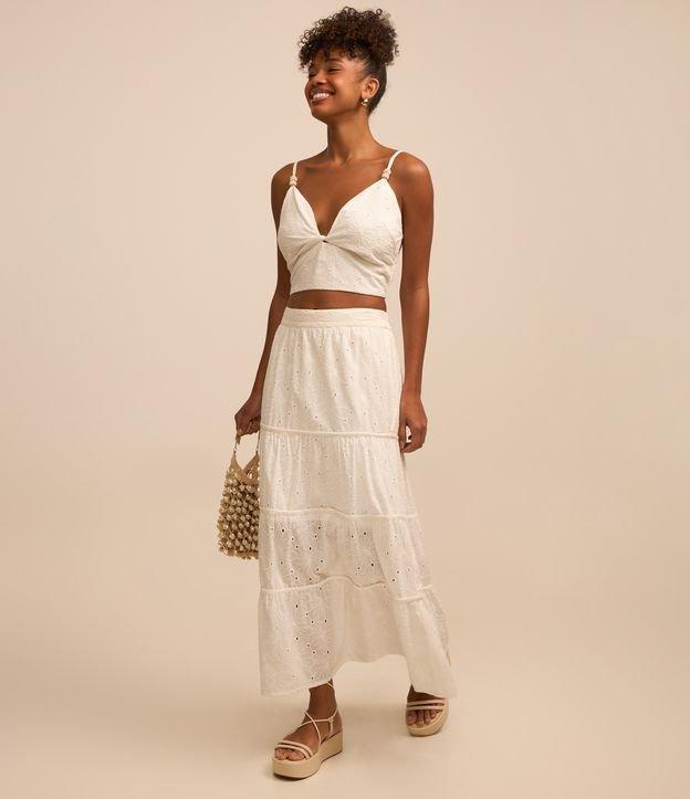 Blusa Cropped em Laise com Detalhe nas Alças - 3