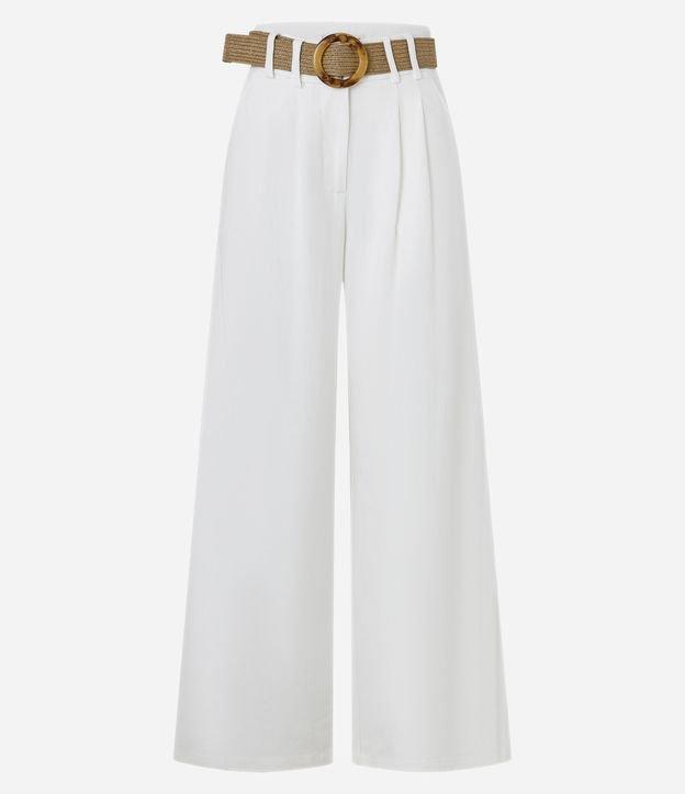 Calça Wide Leg em Viscolinho com Pregas - 1