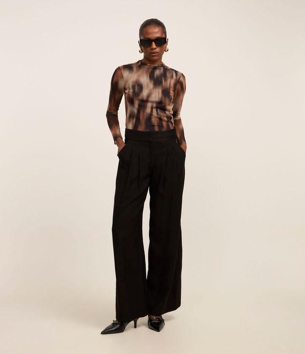 Calça Alfaiatada WIde Leg Cintura Alta com Pregas - 3