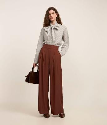 Calça Alfaiatada WIde Leg Cintura Alta com Pregas