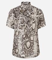 Blusa em Chiffon com Gola Laço e Estampa de Cobra - 1