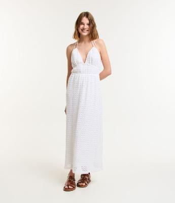 Vestido New Midi Frente Única em Renda com Amarração