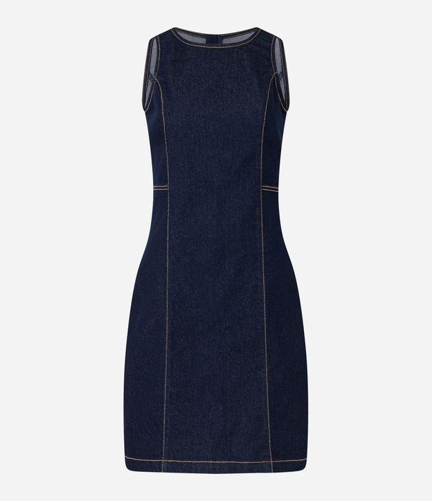 Vestido sem Manga em Jeans com Recorte e Zíper - 1