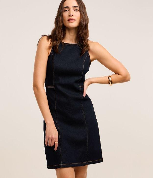 Vestido sem Manga em Jeans com Recorte e Zíper - 3