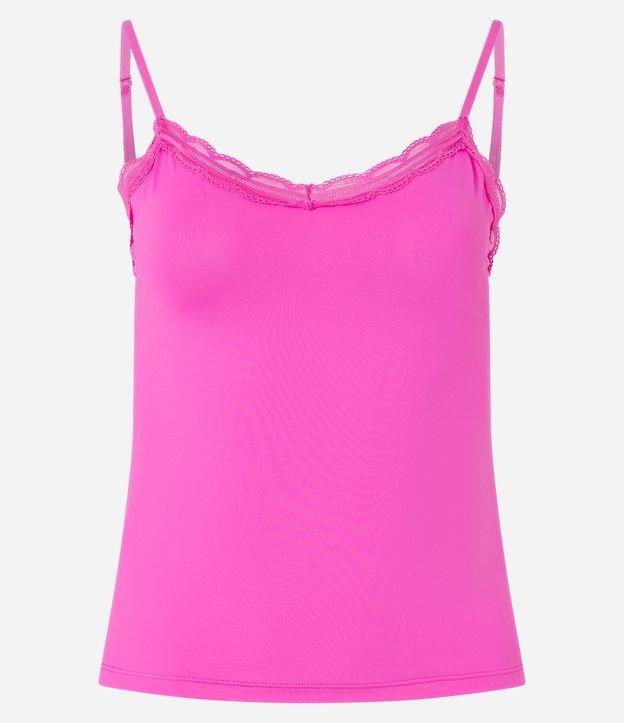 Camisete Sem bojo Alças Finas Sem Costura e com Renda - 1