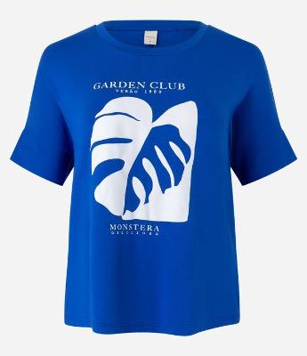 Blusa em Algodão com Estampa Garden Club e Folhagem