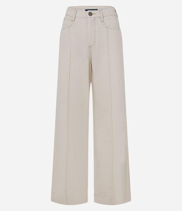 Calça Wide Leg em Sarja com Friso Frontal - 2