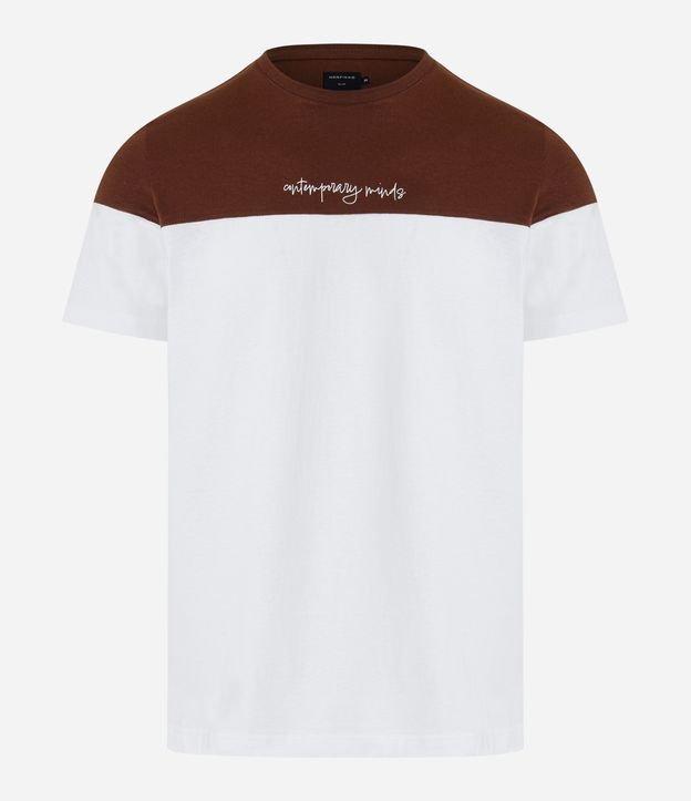 Camiseta Slim em Algodão em Bloco de Cores e Estampa Lettering - 1