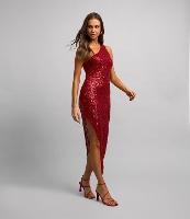 Vestido Midi em Paetê com Ombro só e Barra Assimétrica - 2